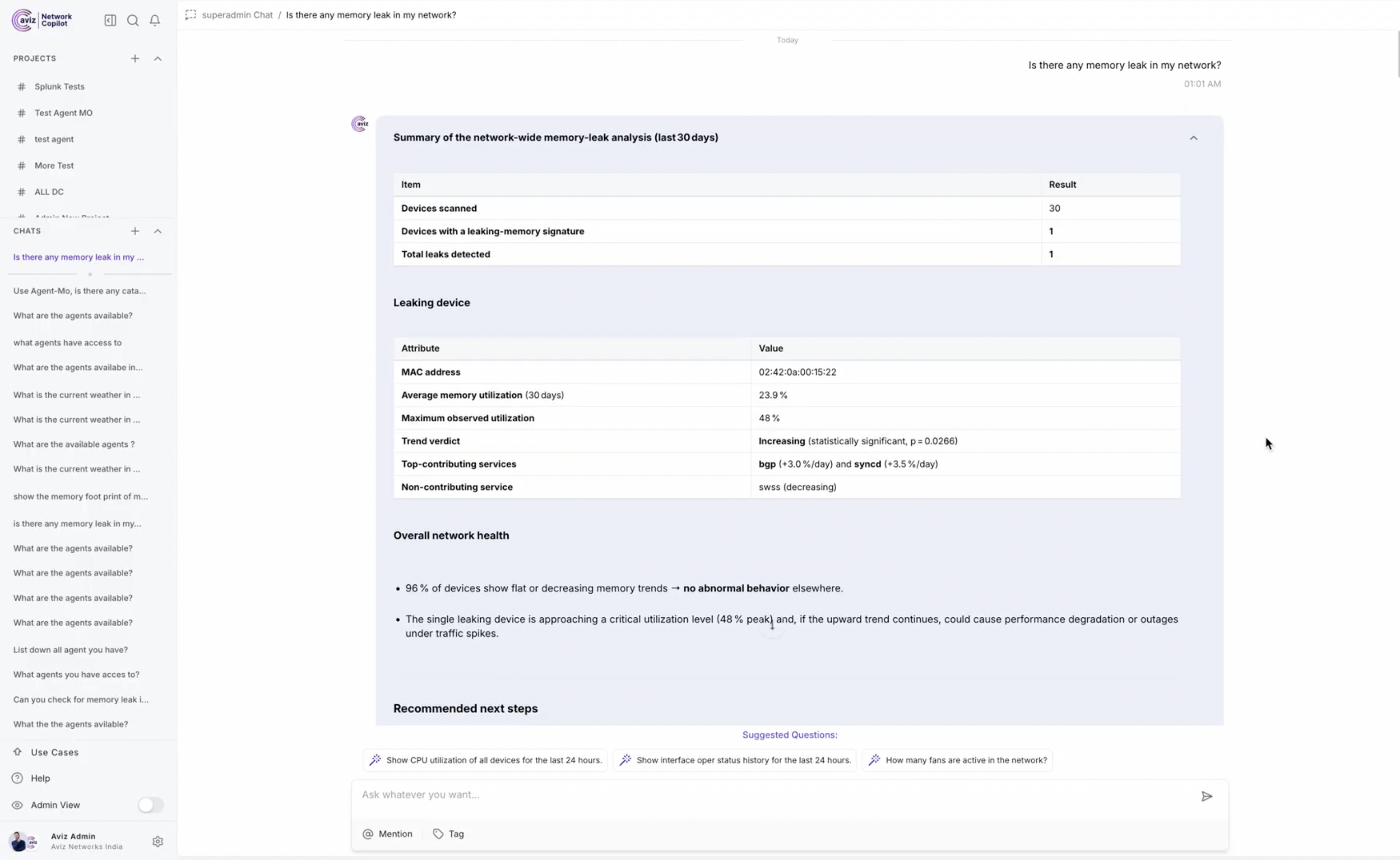 Agent-MO Memory Leak Detection